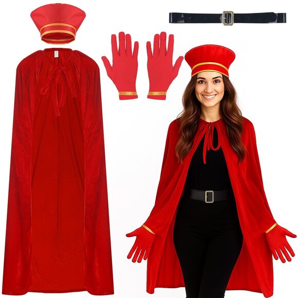 Rаmеdе Accessories - 4143 5 Pcs Renaissance Cosplay Outfit For Halloween Red Velvet